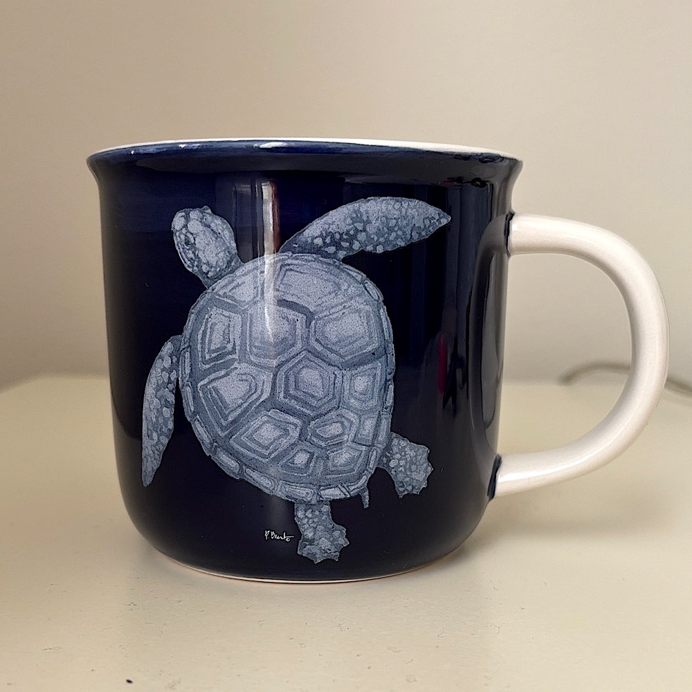 Sea Turtle Paul Brent Deep Blue White Boston International Coffee Mug Coastal